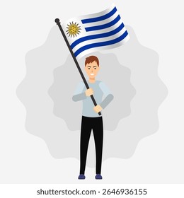 Happy Man segurando bandeira do Uruguai
