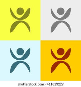 Happy Man Icon on Four Different Backgrounds. Eps-10.