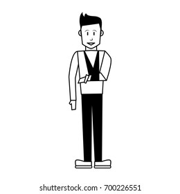happy man with injured arm icon image 