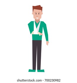 happy man with injured arm icon image 