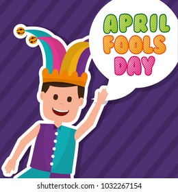 happy man joker clothes and bubble april fools day