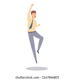 Happy man jump icon cartoon vector. Business marketing. Social strategy