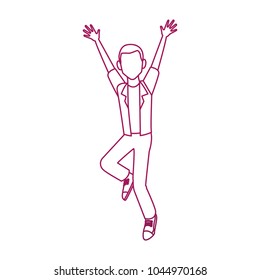 Happy man jumping cartoon