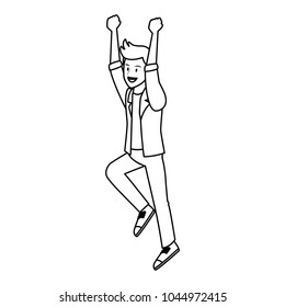 Happy man jumping cartoon