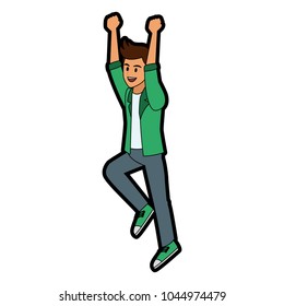 Happy man jumping cartoon