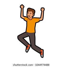 Happy man jumping cartoon