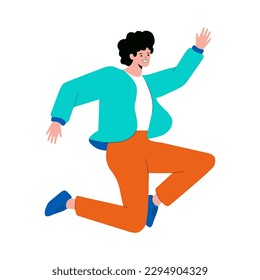 Happy man springt flaches Design