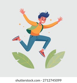 Happy Man Jumping with Joy Vector Illustration