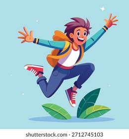 Homem feliz pulando com ilustração vetorial Joy