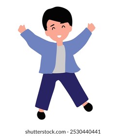 homem feliz saltando pose atividade design stock