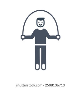 Happy man jumping rope icon. Simple and minimalist icon of a man jumping rope. This illustration is ideal for representing fitness, exercise, and healthy lifestyle.