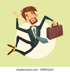 Happy man jumping. Vector flat cartoon illustration