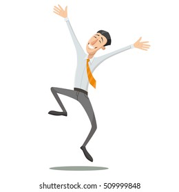 Happy Man Is Jumping. Vector Illustration.