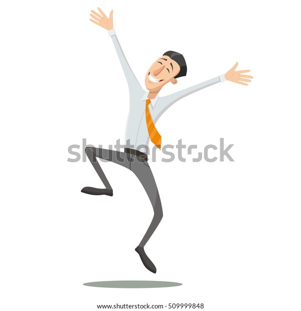 幸せな男は飛び跳ねている ベクターイラスト のベクター画像素材 ロイヤリティフリー
