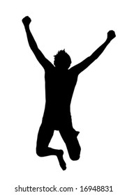 happy man jumping, victory, vector illustration