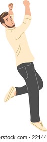 A happy man jumps.Flat vector illustration.