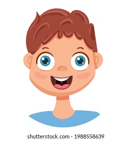 Happy man laughs. Human emotions. Vector avatar with happy men.