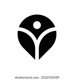 Homem feliz com o design do logotipo da localização do mapa