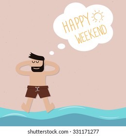 Happy man on the beach - Vector