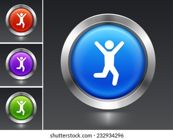 Happy Man on Blue Round Button