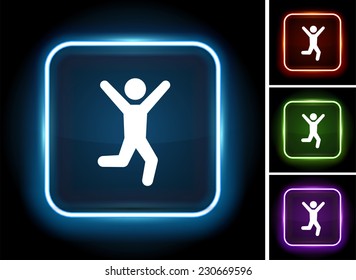 Happy Man on Glow Square Button