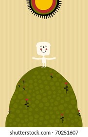 happy man on a mountain