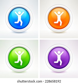 Happy Man on Multi Color Round Buttons