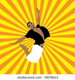 happy man on sunny background, vector illustration