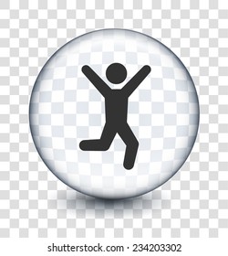 Happy Man on Transparent Round Button