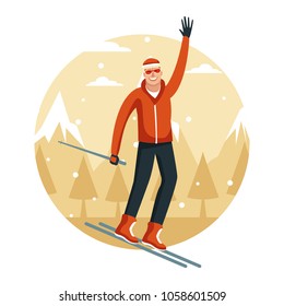 Happy man on winter