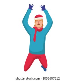 Happy man on winter