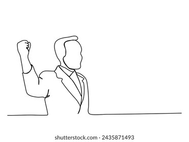 Hombre feliz. Ilustración vectorial de dibujo de una línea.