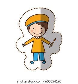 happy man painter icon, vector illustration design