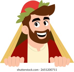 Happy Man Peeking Triangular Frame peeking, happy Saint Matthias Day