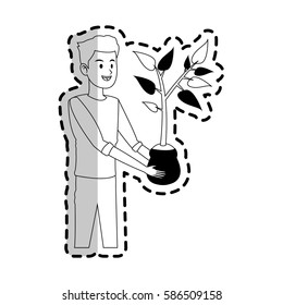 happy man with plant icon image