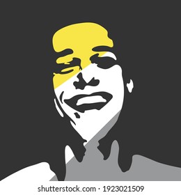 Happy man Porträt. Vektorsilhouette Art Illustration.