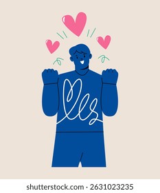 Happy man. Positive emotions concept. Colorful vector illustration
