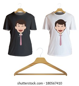 Happy man printed on white shirt. Vector design 
