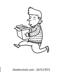 happy man receiving package from online store