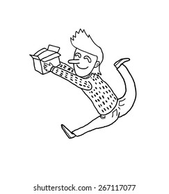 happy man receiving package from online store