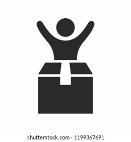 Happy Man Receiving A Package. Vector Icon.