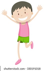 Happy man running alone illustration