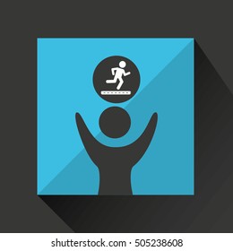 happy man with running icon vector illustration eps 10