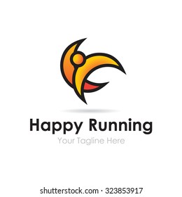 Happy Man Running Logo Stock Vector (Royalty Free) 323853917 | Shutterstock