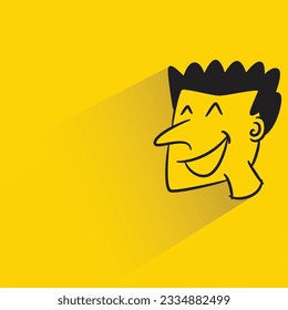happy man with shadow on yellow background