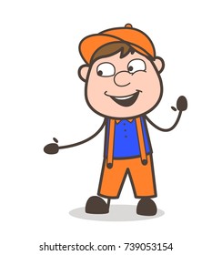 Happy Man Showing Hand Vector Illustration