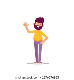 Happy man shows gesture cool. Vector illustration in cartoon style
