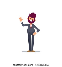 Happy man shows gesture cool. Vector illustration in cartoon style