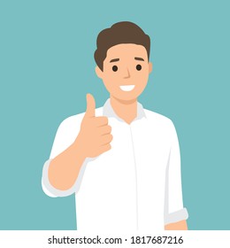 Happy man shows gesture cool. Vector illustration in cartoon style