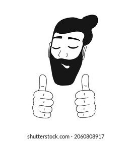 Happy man shows gesture cool. Vector illustration in cartoon style